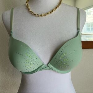 Ambrielle Light Green Bra with Rhinestone Details